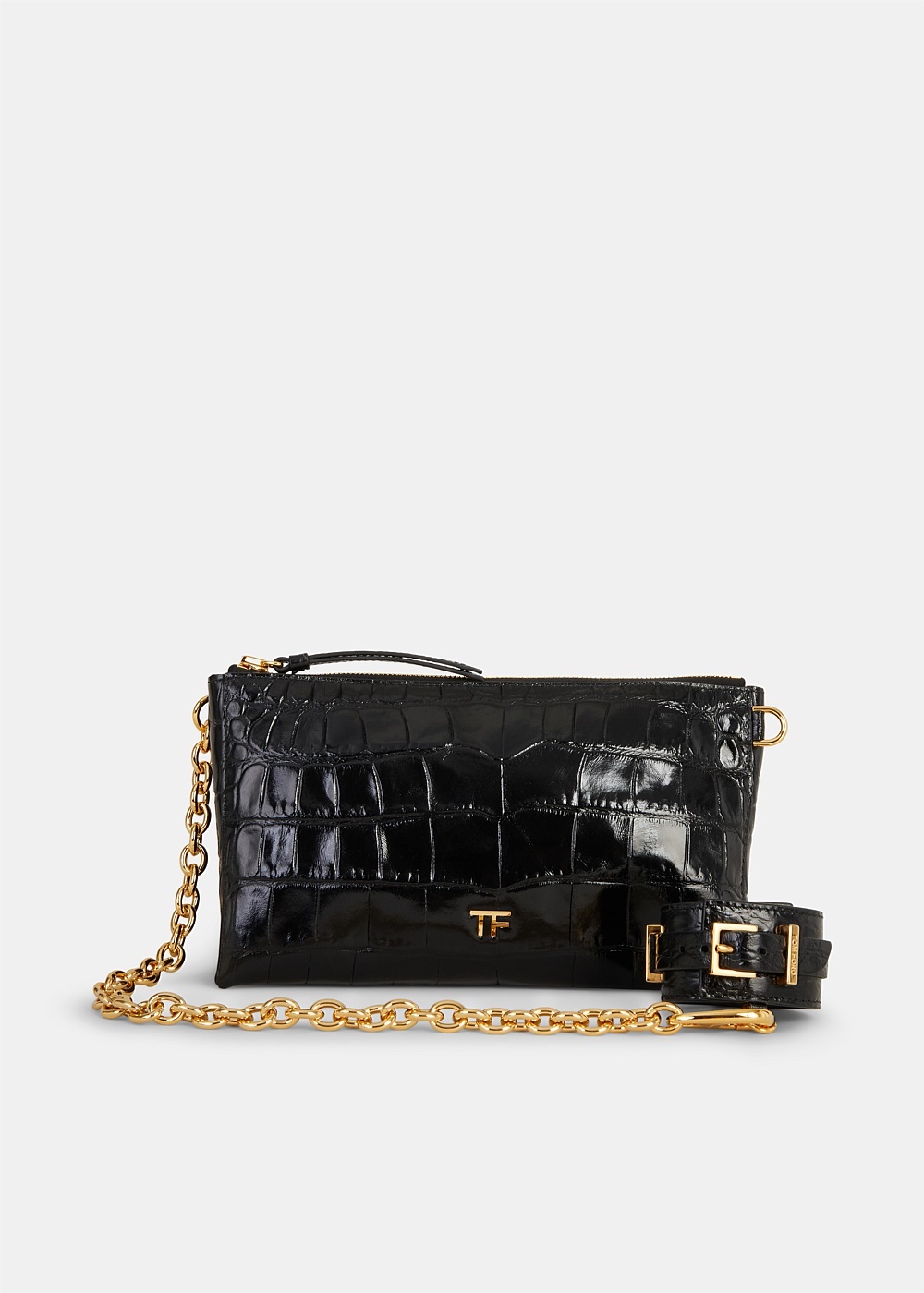 Black Chain Link Clutch Bag - 4