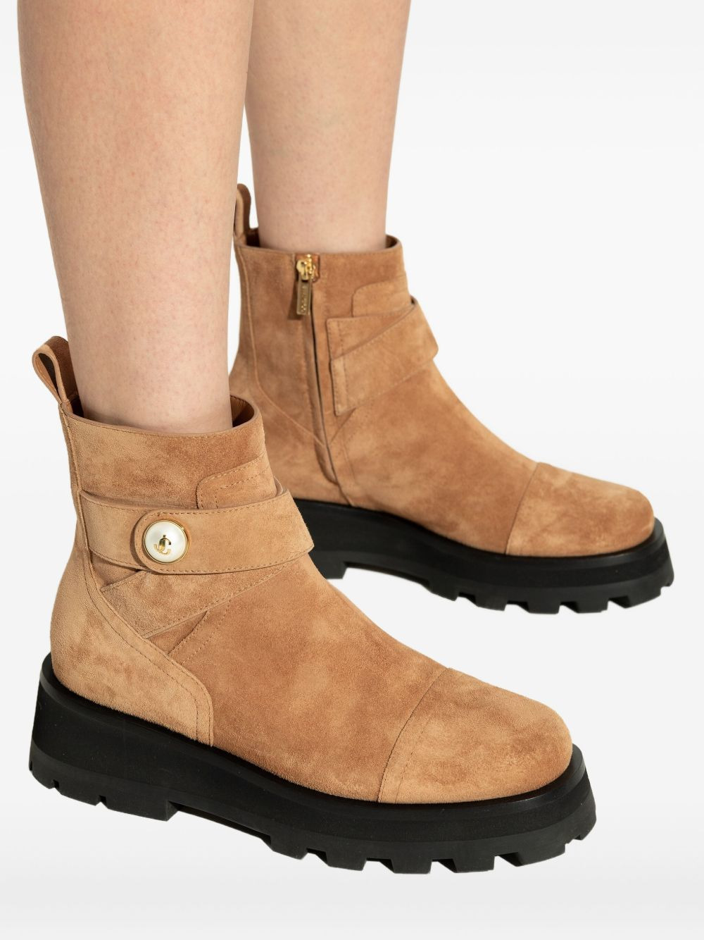 buckle-strap platform boots - 5
