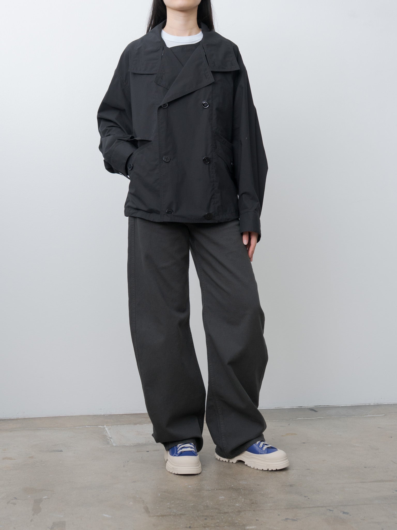 High Waisted Curved Pants - Carbon Blue - 7