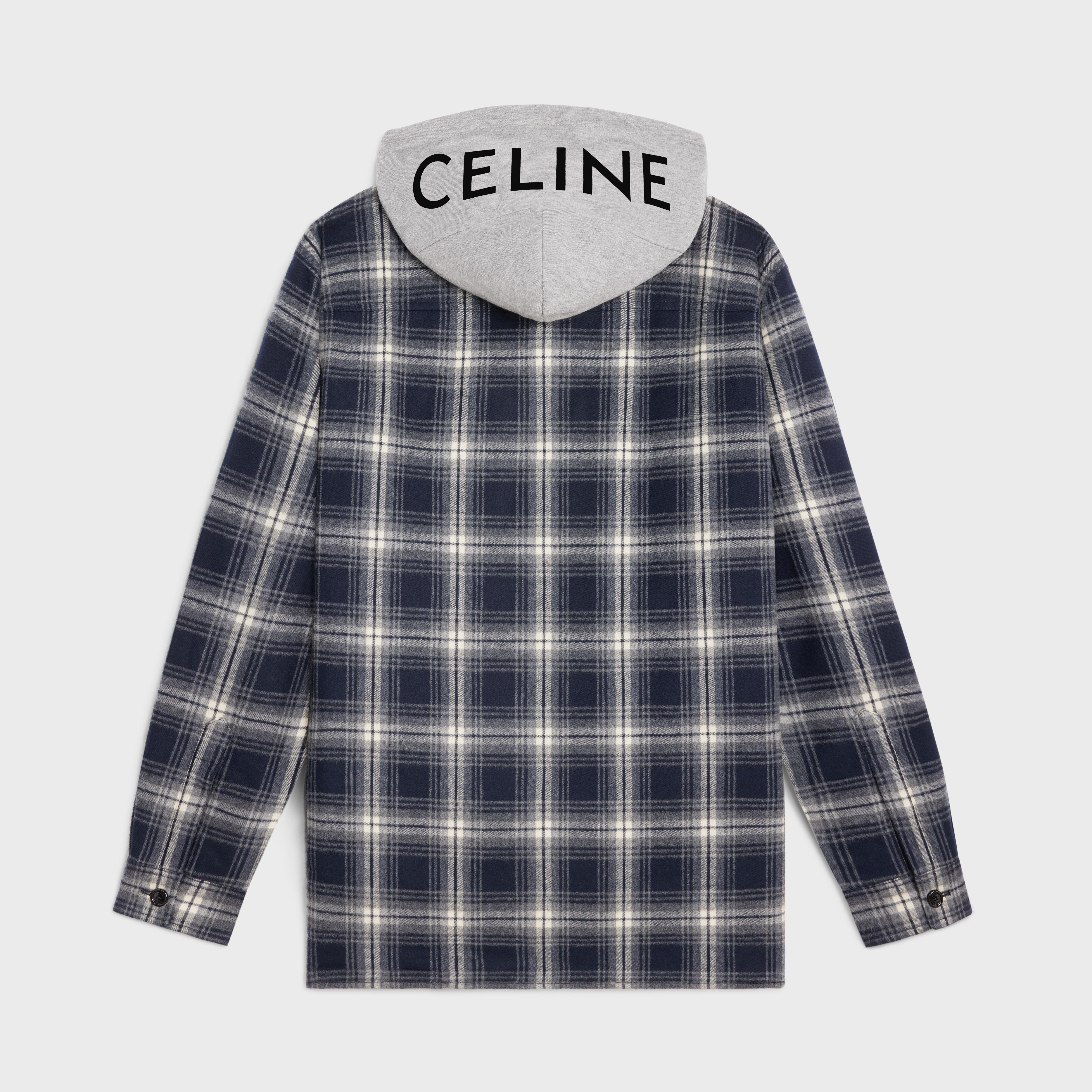 hooded overshirt in checked cotton - 2