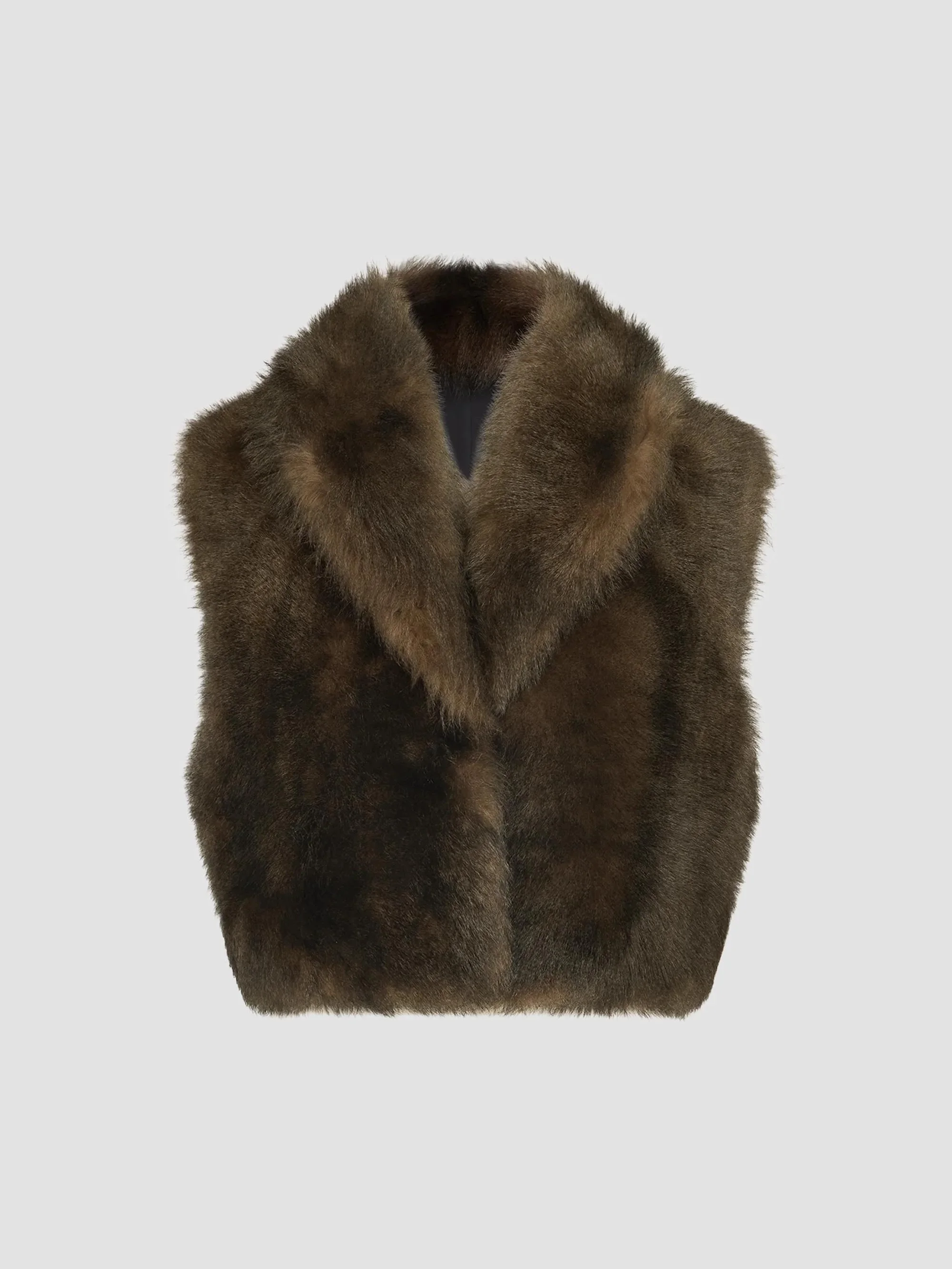 Women's Soft Shearling Vest - Pine Cone Brown - 1