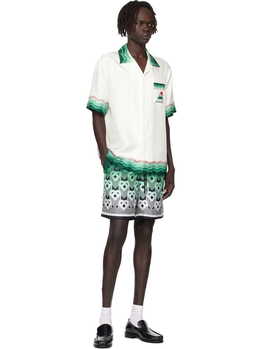 White Montagne Ondulee Silk Short Sleeve Shirt - 4