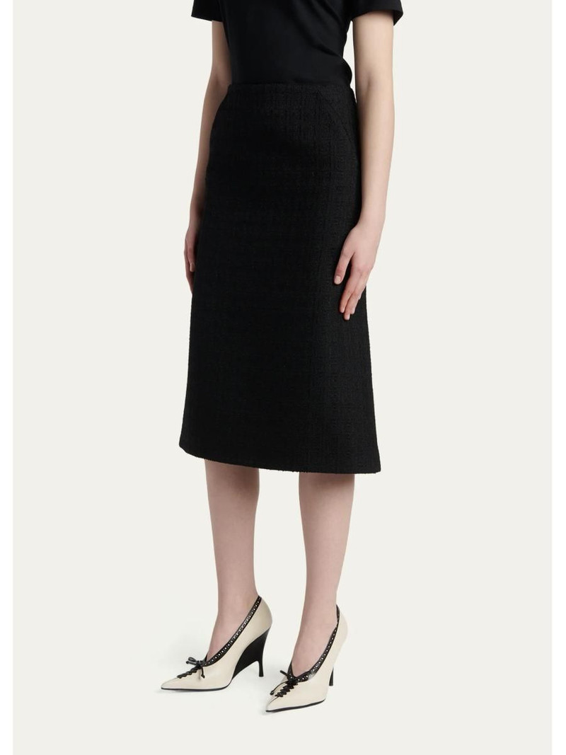 Sweetheart-Waist Lightweight Tweed Midi Skirt 4