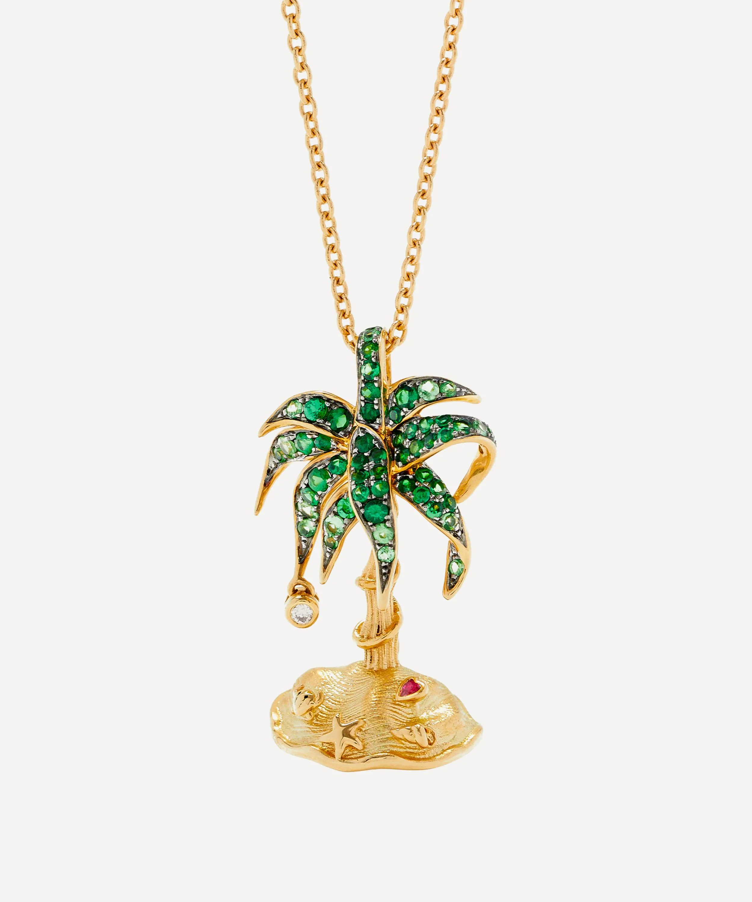 18ct Gold Paradise Island Palm Pendant Necklace - 1