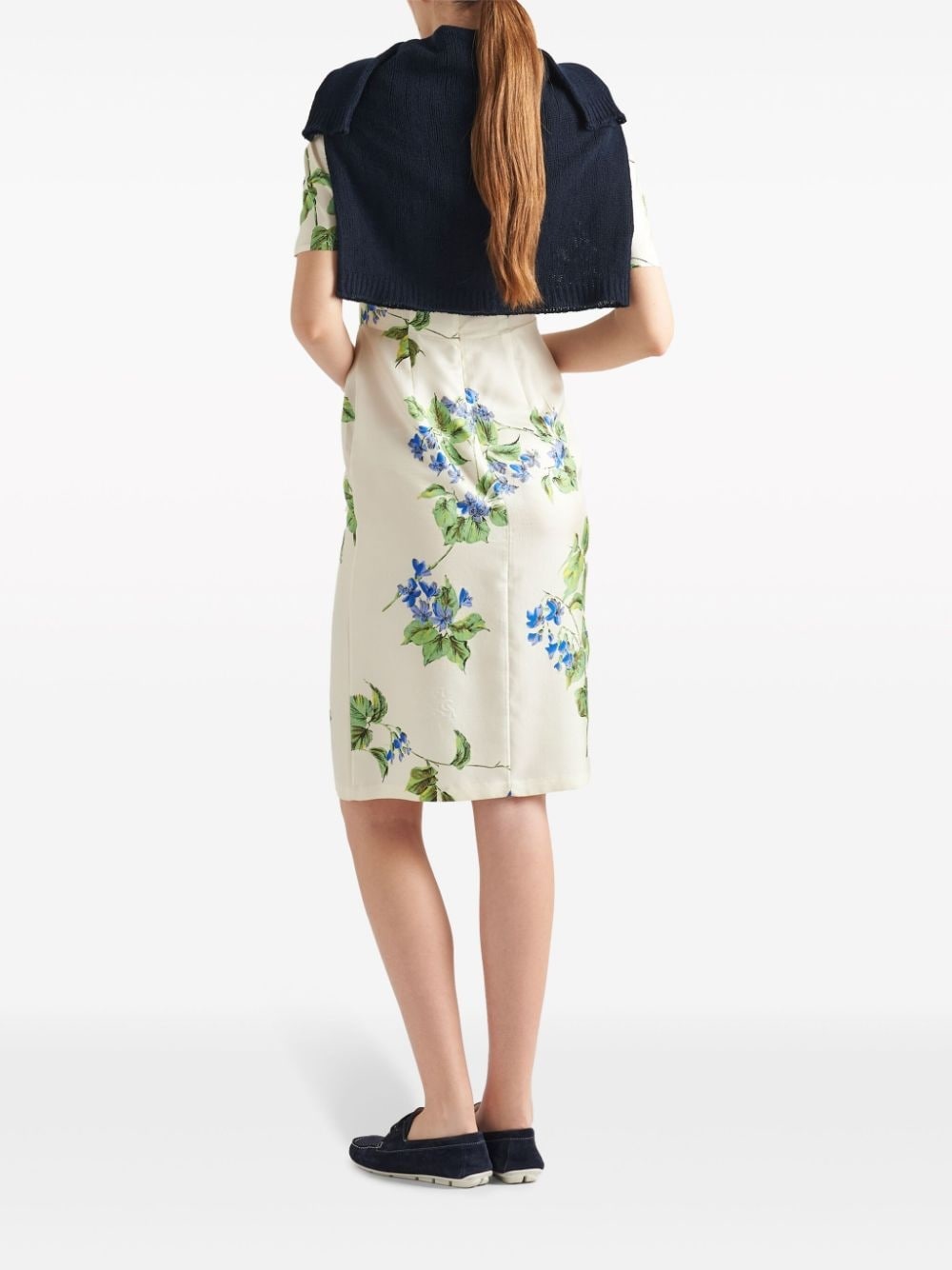 floral-print twill dress - 3