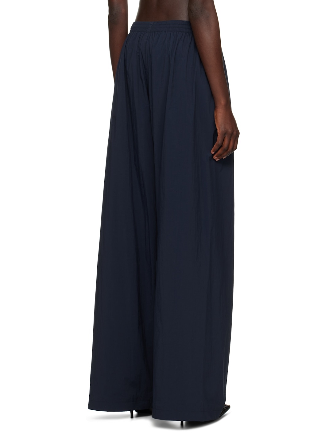Navy Nylon Track Pants - 3