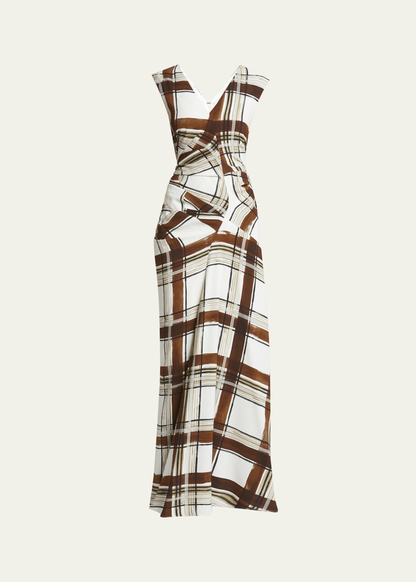 Daring Plaid Asymmetric Maxi Dress - 1