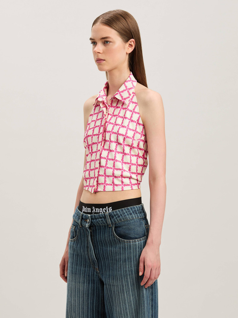 Net logo open back shirt 4
