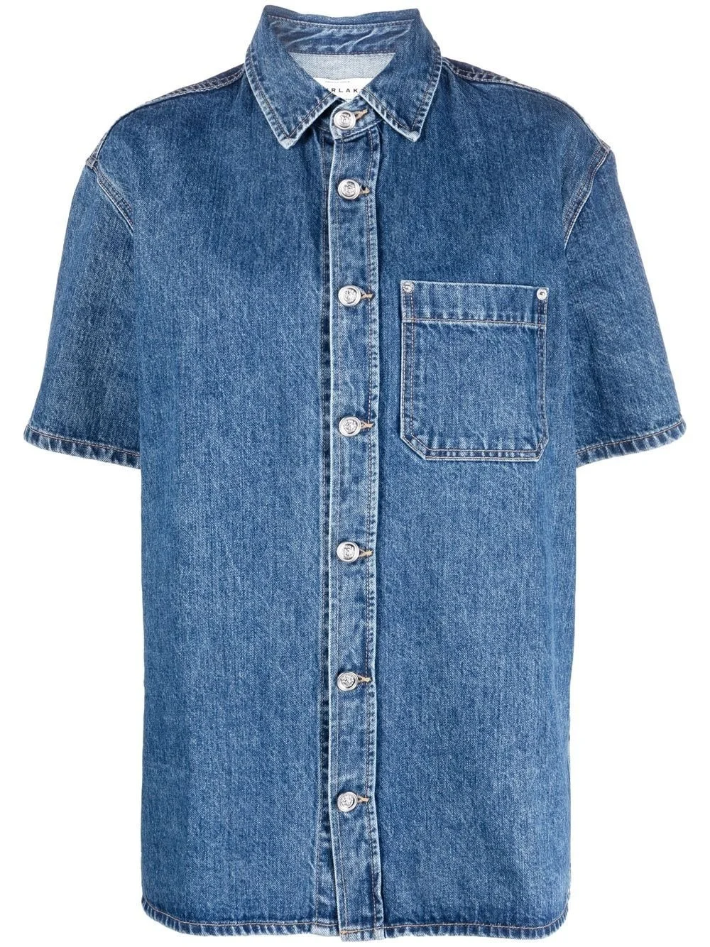 short-sleeved denim shirt - 1