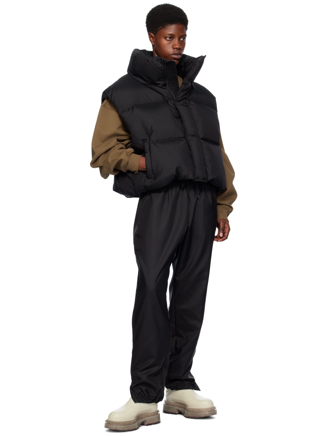 Black Oversize Down Vest - 4