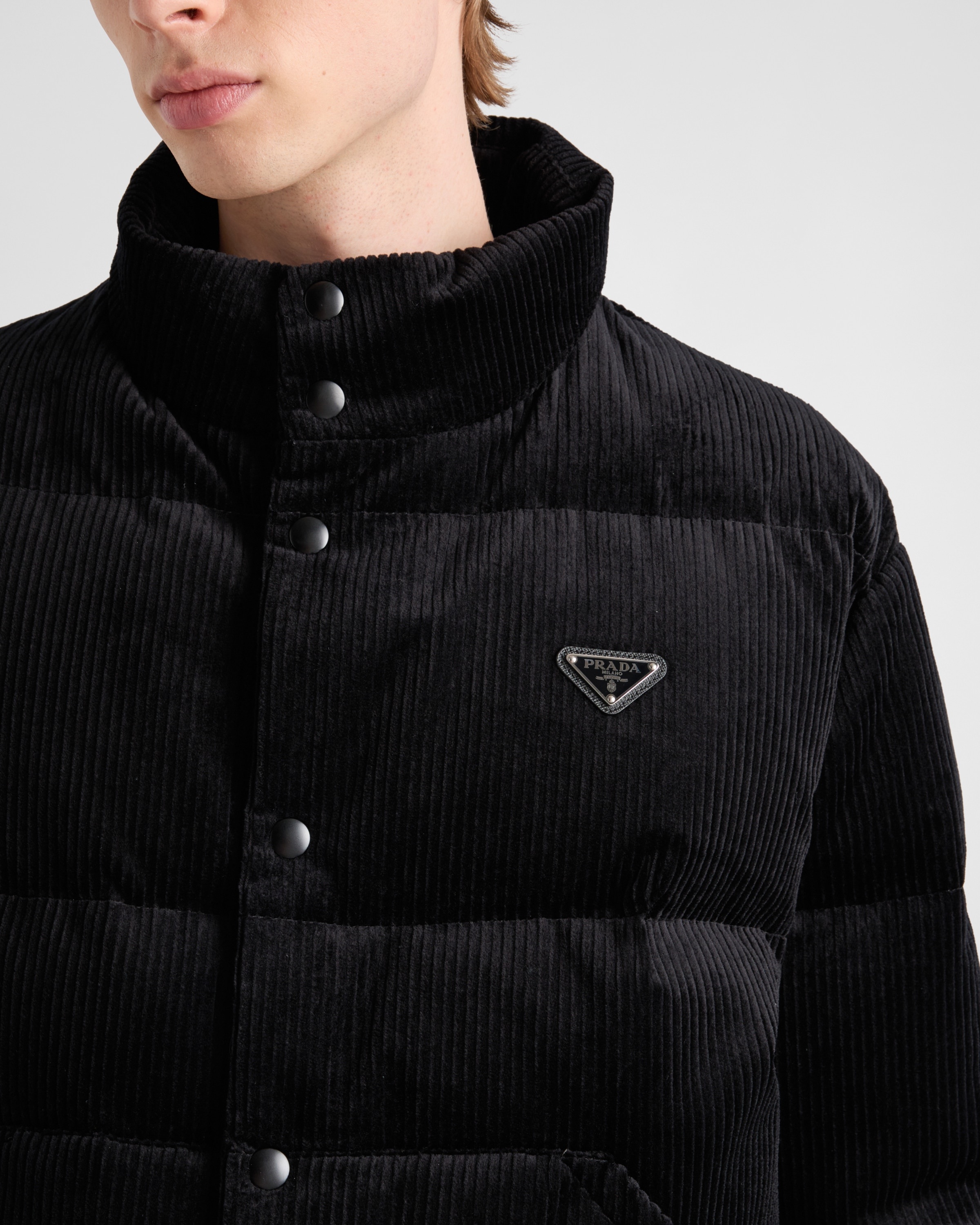 Cropped corduroy down jacket - 3