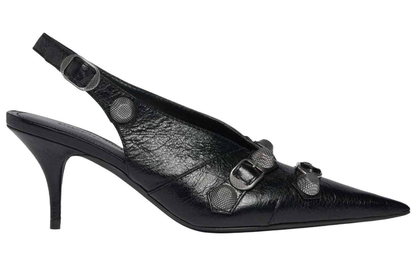 (WMNS) Balenciaga Cagole Slingback 70mm Pumps 'Black' 714251WAD4E1081 - 2