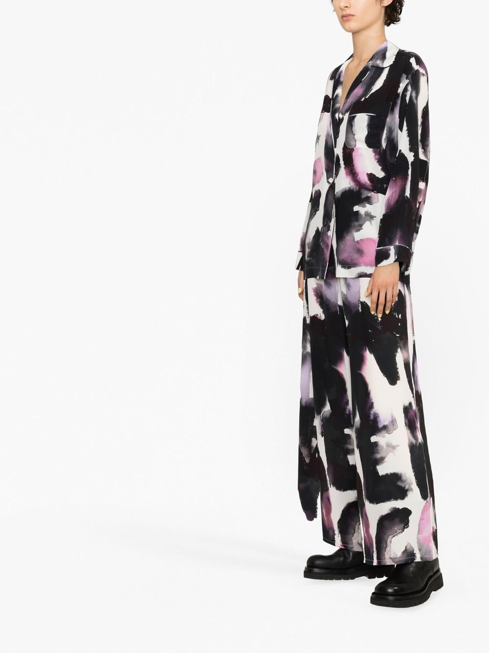 abstract-print silk shirt - 4