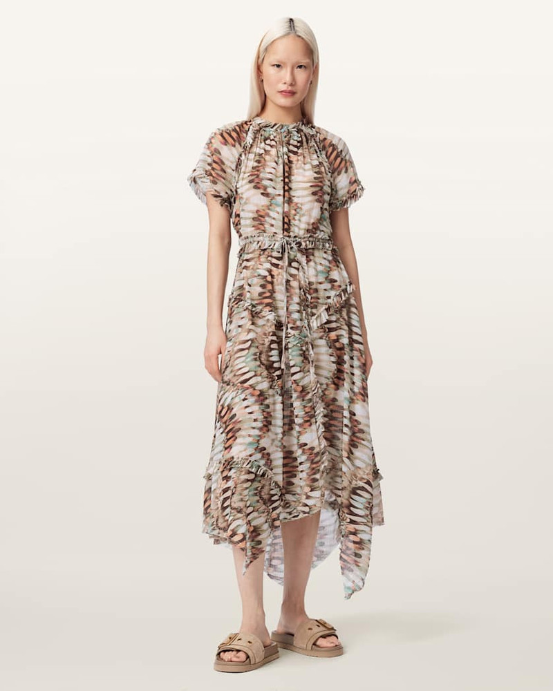 ALLSAINTS LAMAIA ASYMMETRIC MIDI DRESS outlook