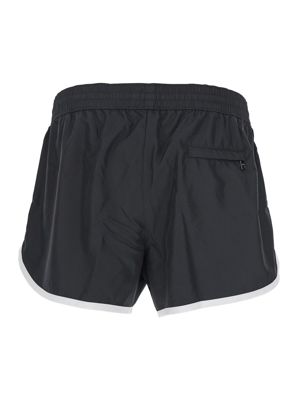 Dolce & Gabbana Men Black Swimsuit With Logo Plate On The Front In Tech Fabric Man - 2