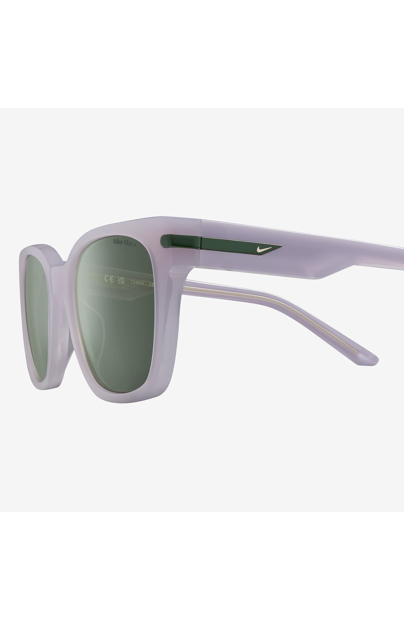 Nike Crescent II 52mm Square Sunglasses in Milky Lilac Bloom /Green at Nordstrom - 4