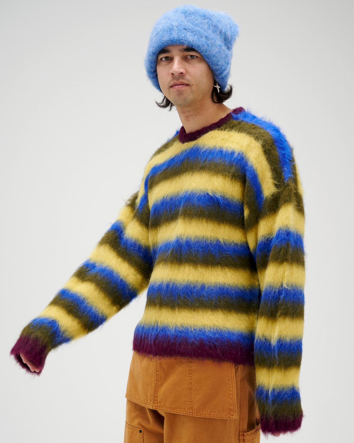 Blurry Lines Alpaca Crewneck Sweater - Yellow Multi - 5