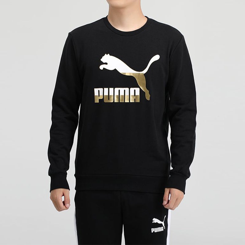 PUMA Classics Casual Printing Round Neck Black Gold Color 'Black Gold' 599296-51 - 3