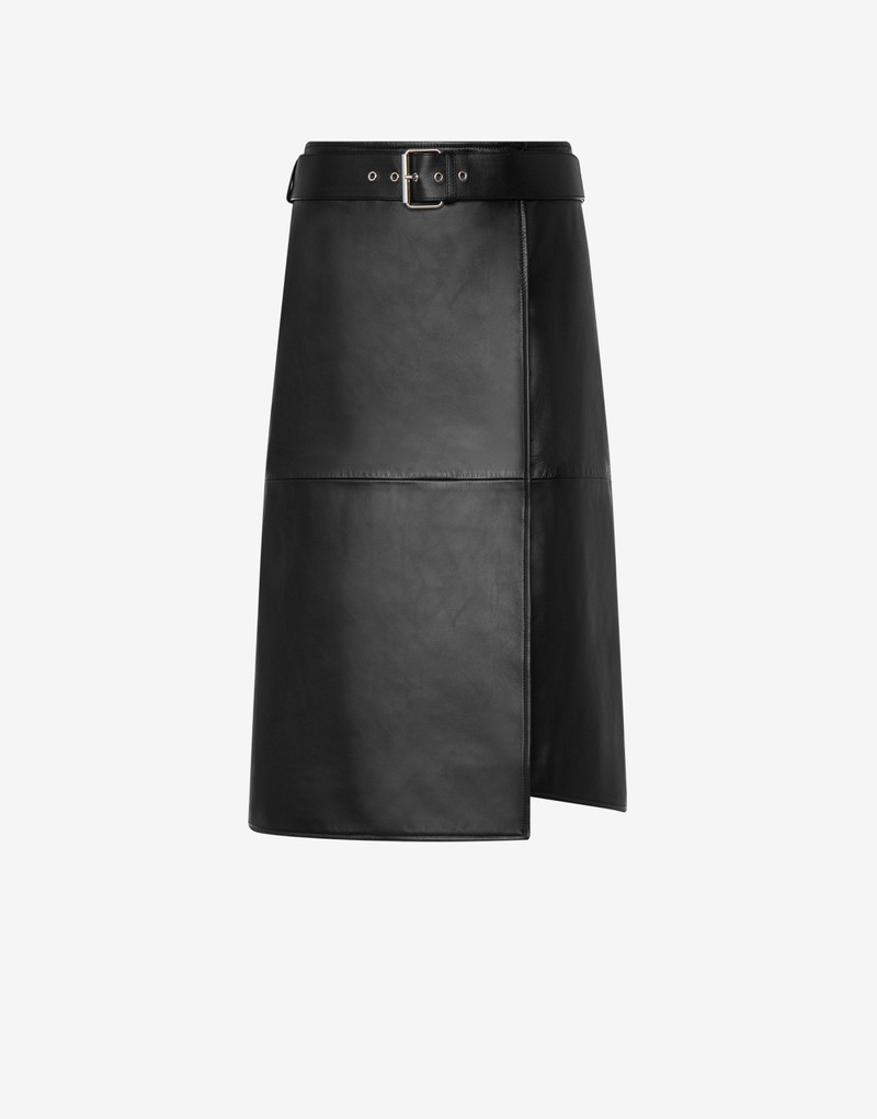 BELT-ADORNED NAPPA LEATHER SKIRT 1