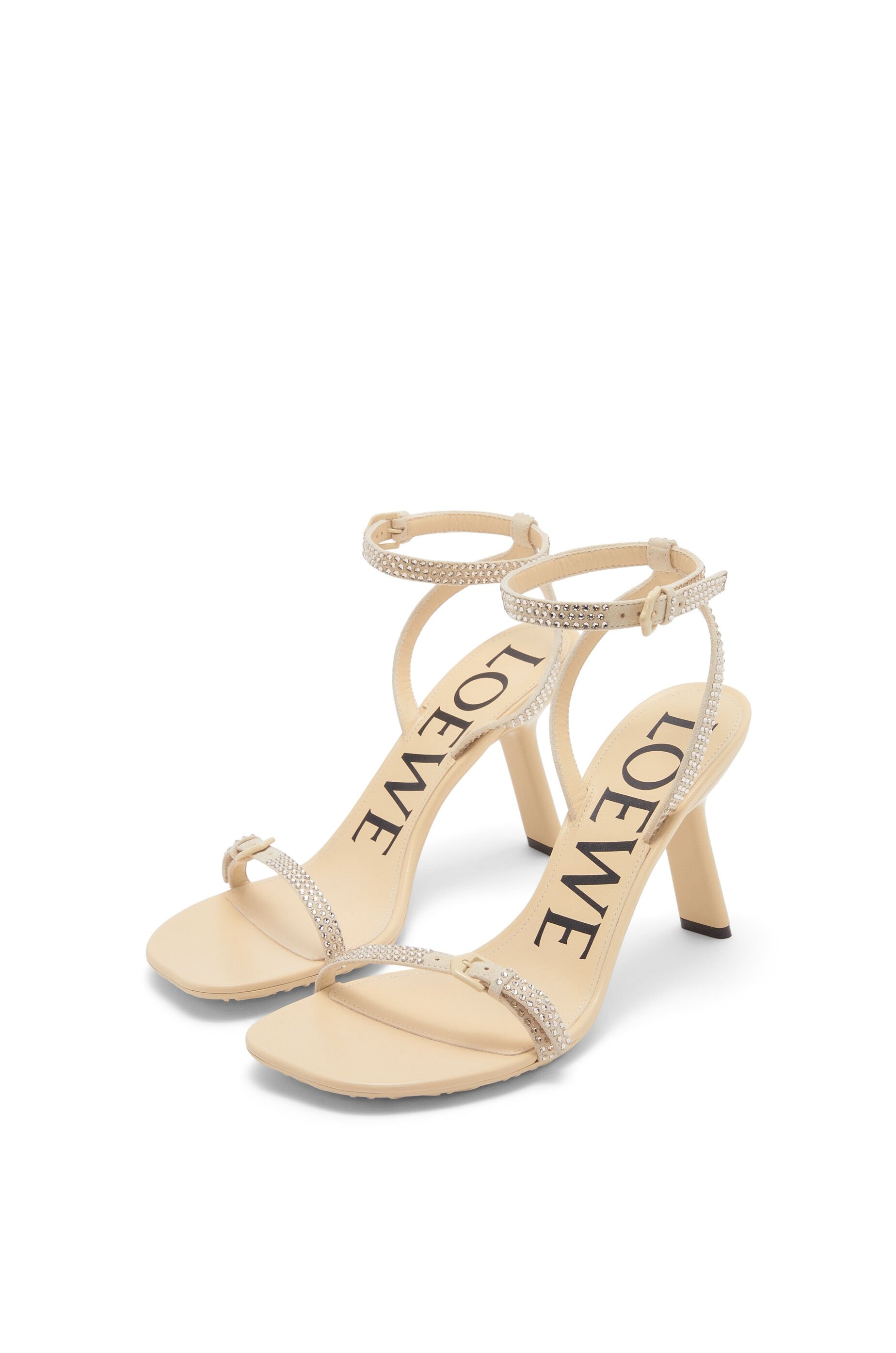 Petal sandal in suede and allover strass - 3