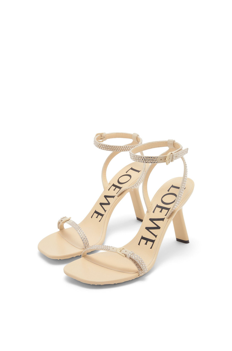Petal sandal in suede and allover strass 3