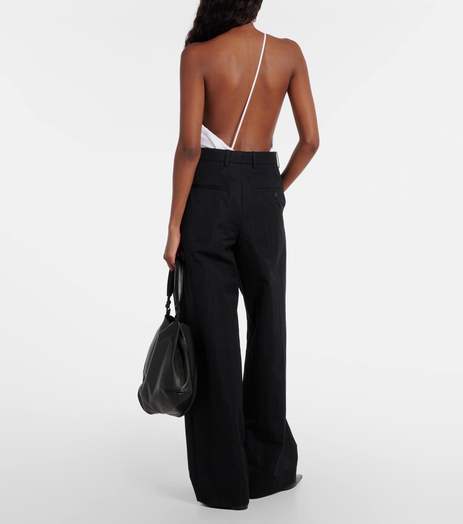 Cotton-blend drill wide-leg pants - 3