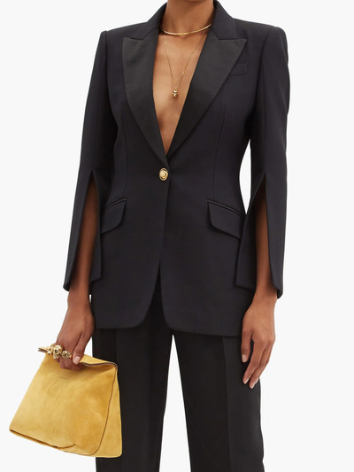 Alexander McQueen Single-breasted silk-blend lapel wool-blend jacket outlook