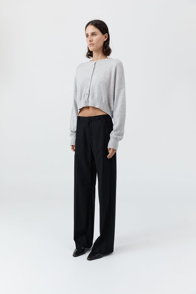 Cashmere Relaxed Cropped Cardigan - Grey Marle 6