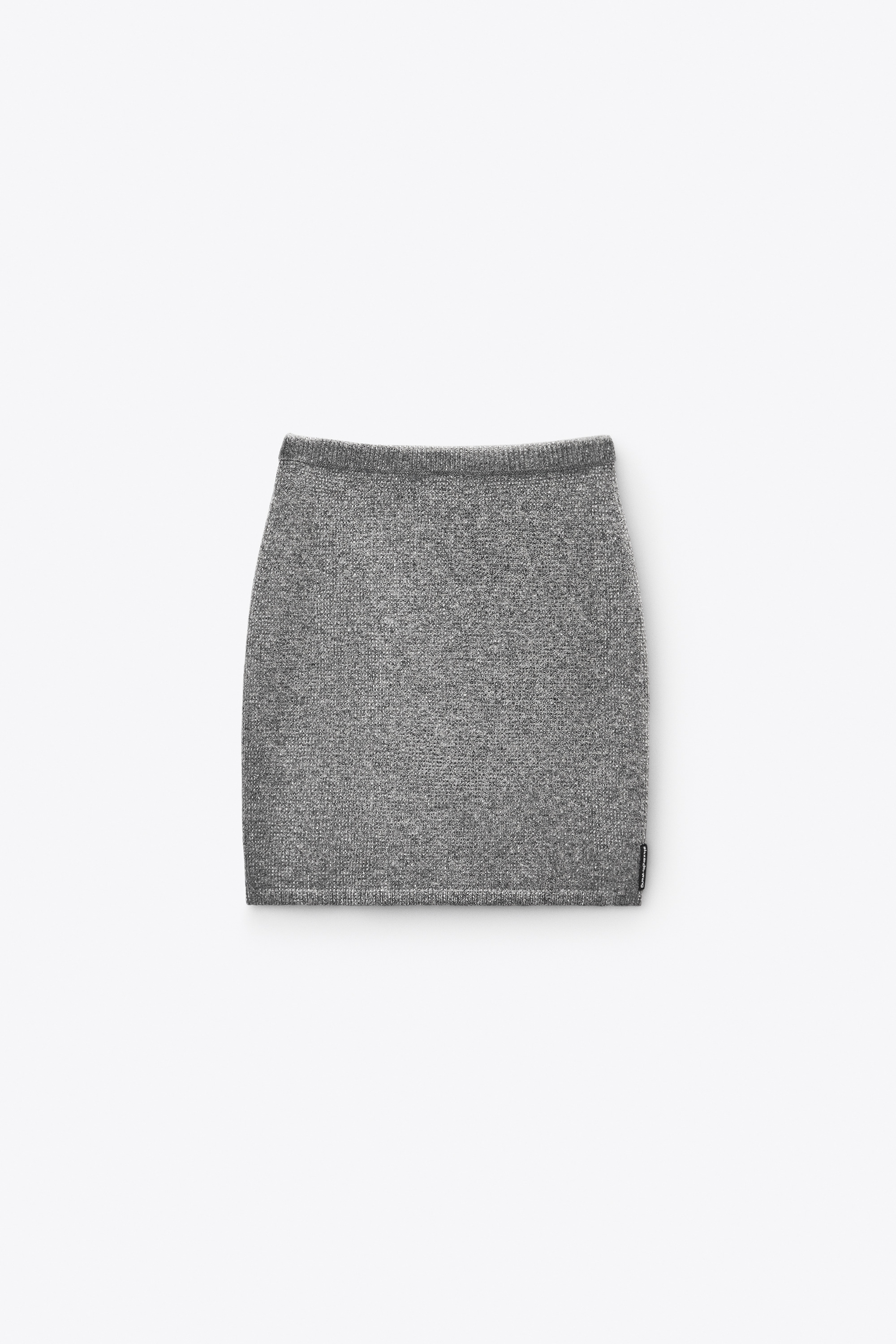Grey Wool-Blend Hotfix Miniskirt - 1