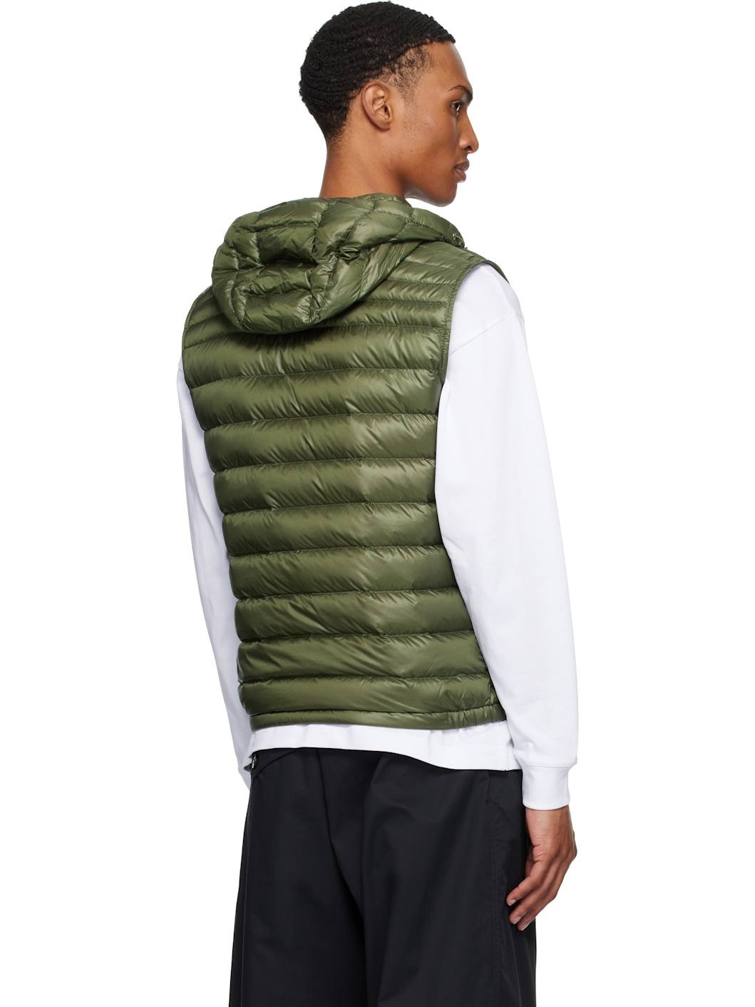Khaki Orant Hooded Down Vest - 3