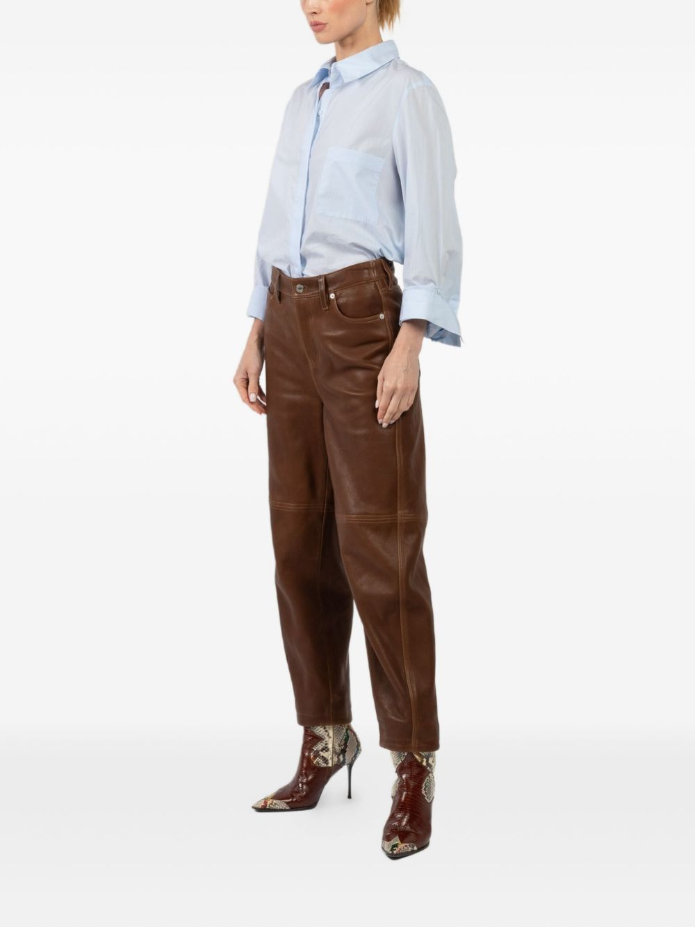 Waldon leather panel trousers - 3