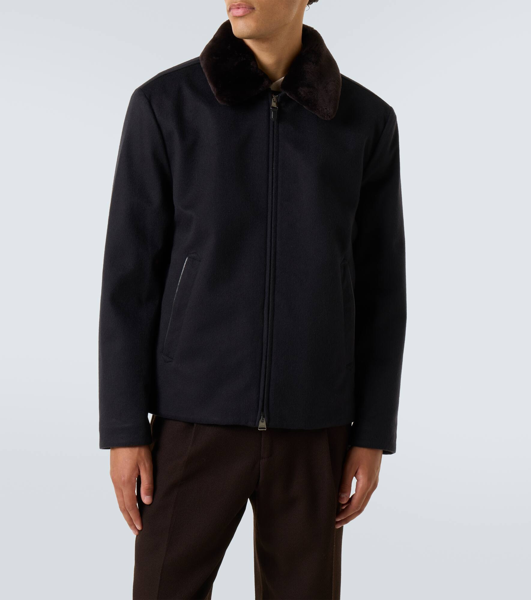 Shearling-trimmed cashmere jacket - 3