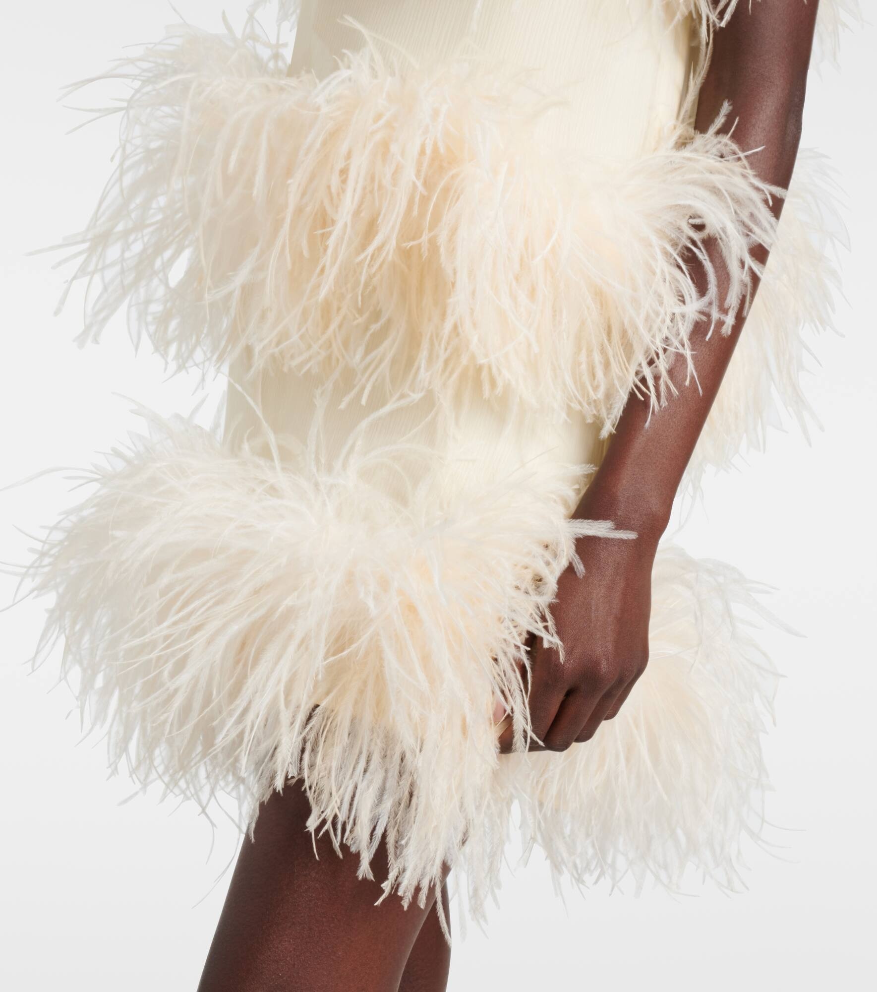 Divine feather-trimmed chiffon minidress - 5