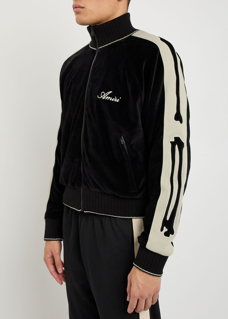 AMIRI Amiri Amiri Bones Appliquéd Velour Track Jacket outlook