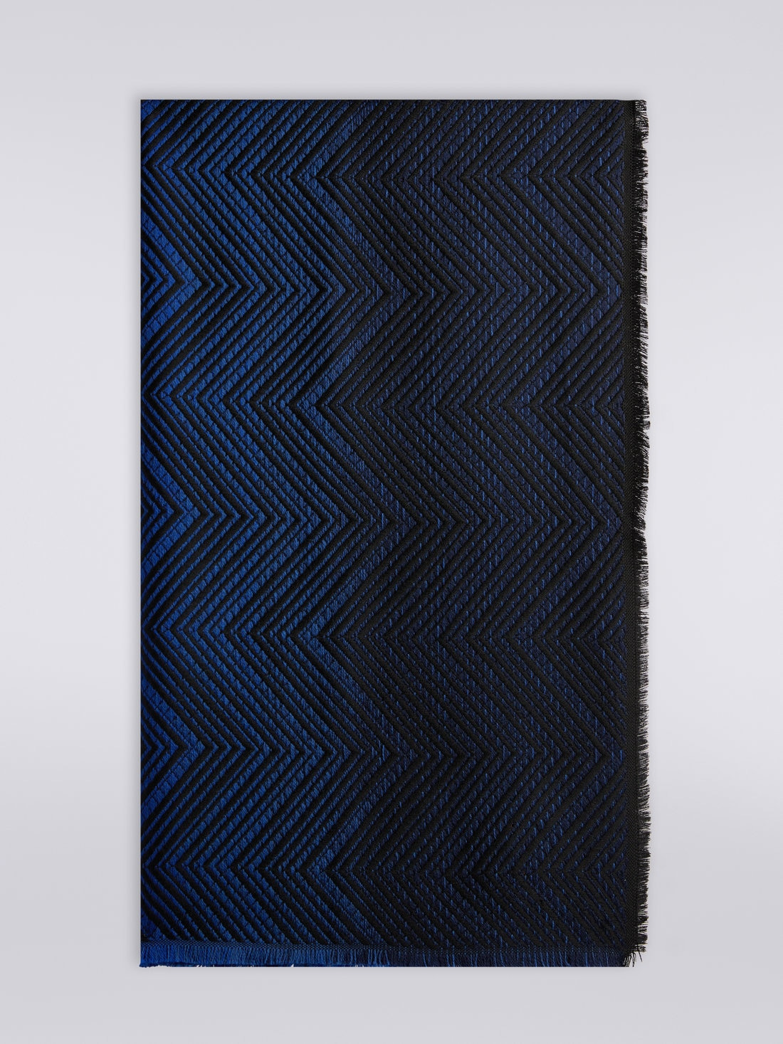 Wool chevron shawl with frayed edges - 1