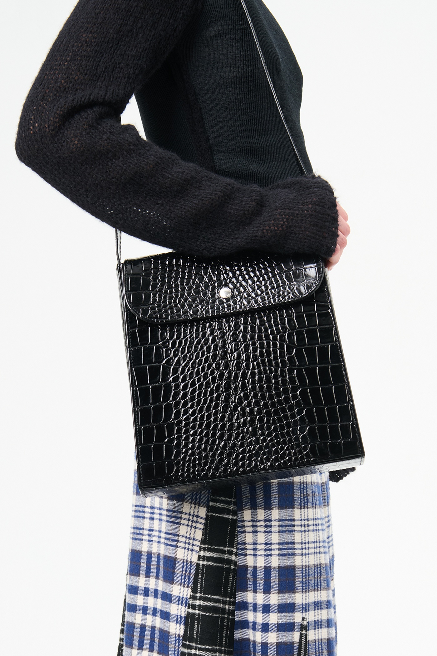 Extended Bag Licorice Croc Bull Hide - 6