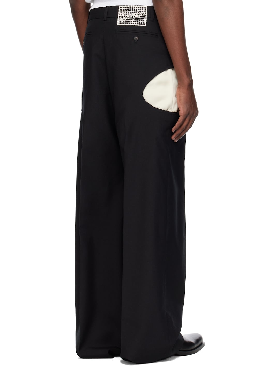 Black Openwork Trousers - 3