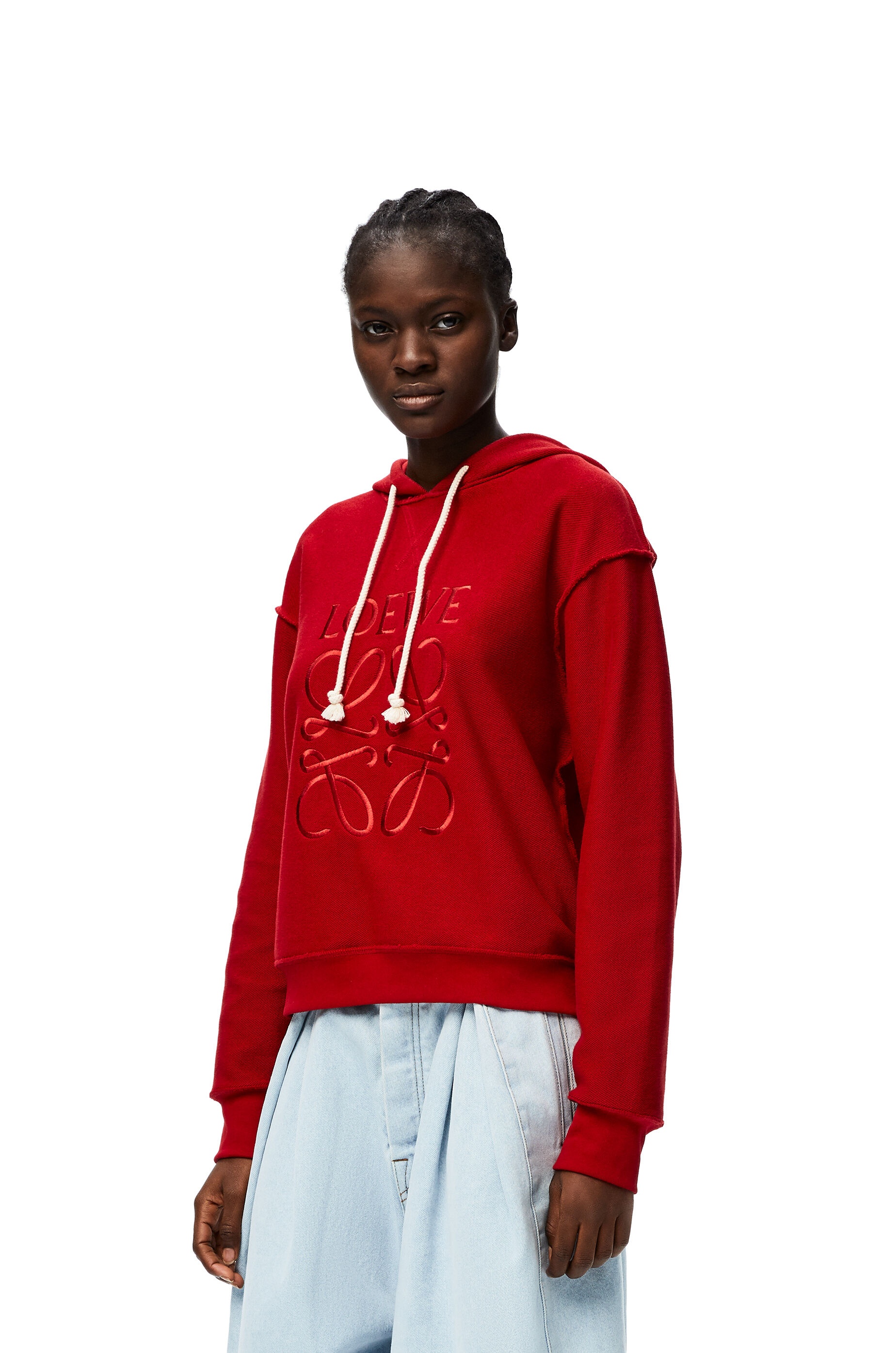 LOEWE anagram embroidered hoodie in cotton - 3