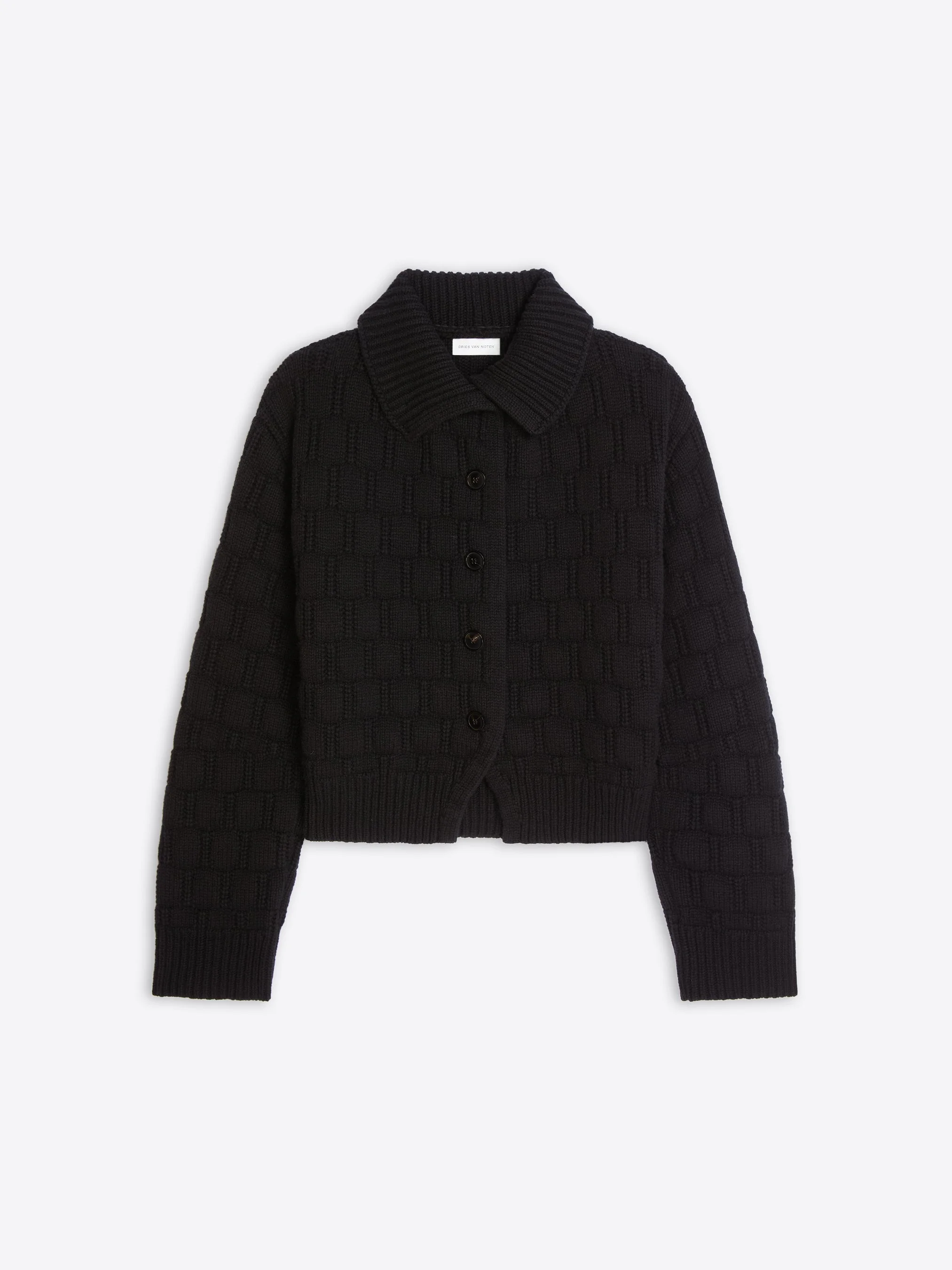 TEXTURED WOOL CARDIGAN - 1