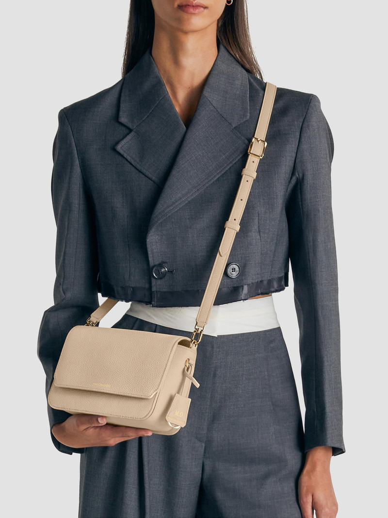 Women's Medium Leather Flap Shoulder Bag - Saharan 8