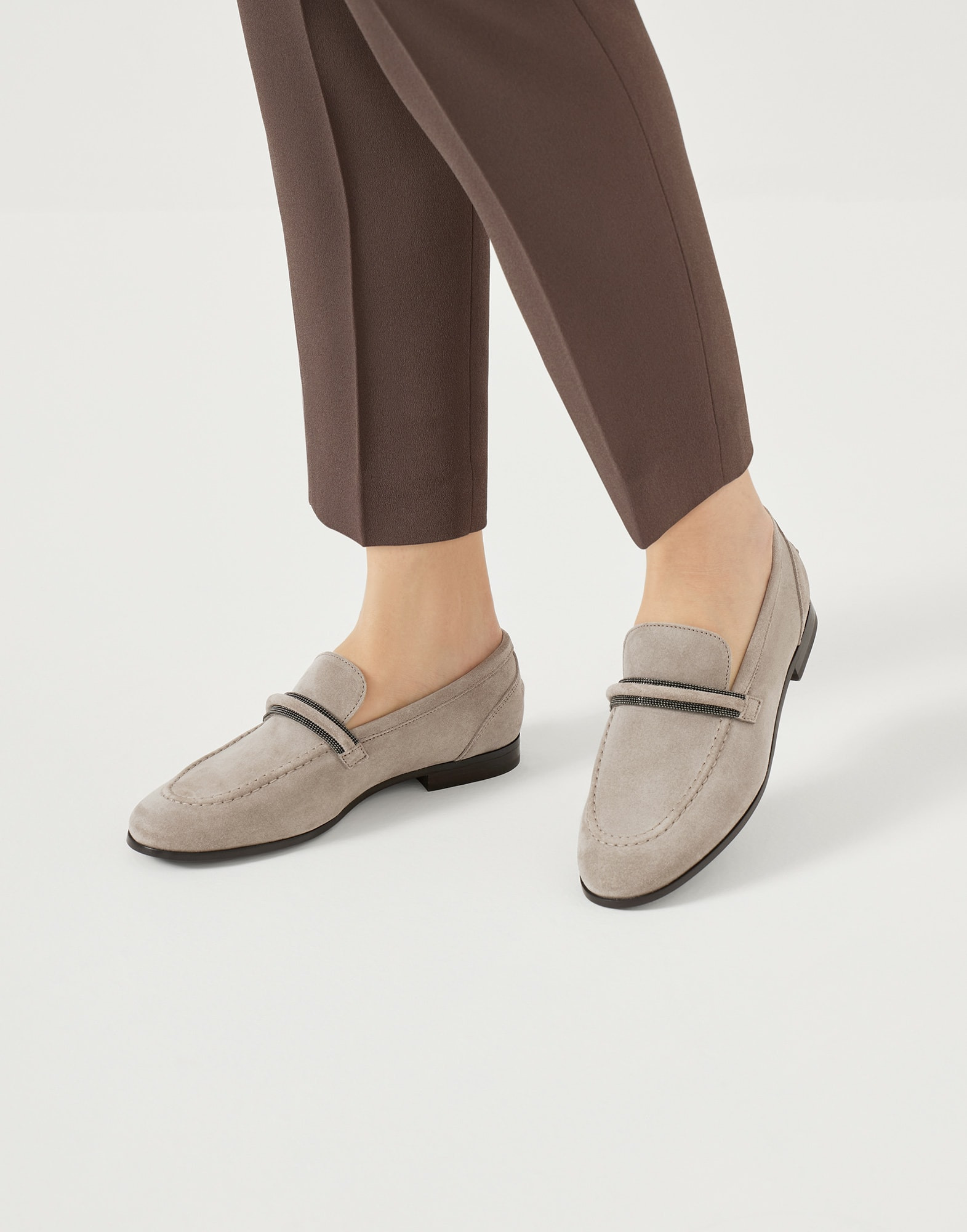 Suede penny loafers with shiny detail - 4
