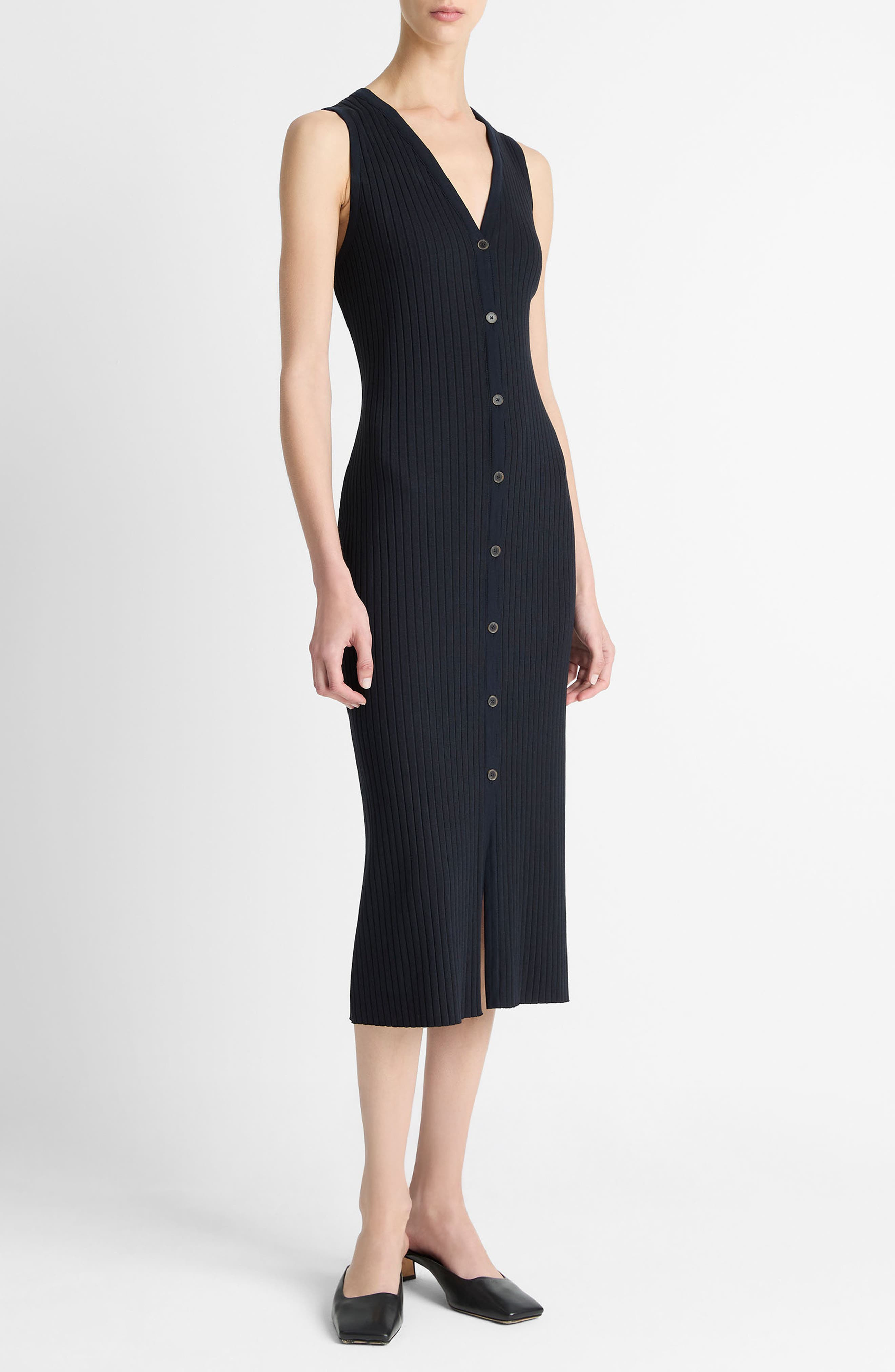 Vince Sleeveless Rib Midi Dress in Coastal at Nordstrom - 3