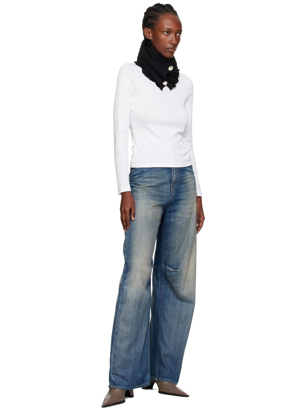 Black Roghen Wool Tube Scarf - 3