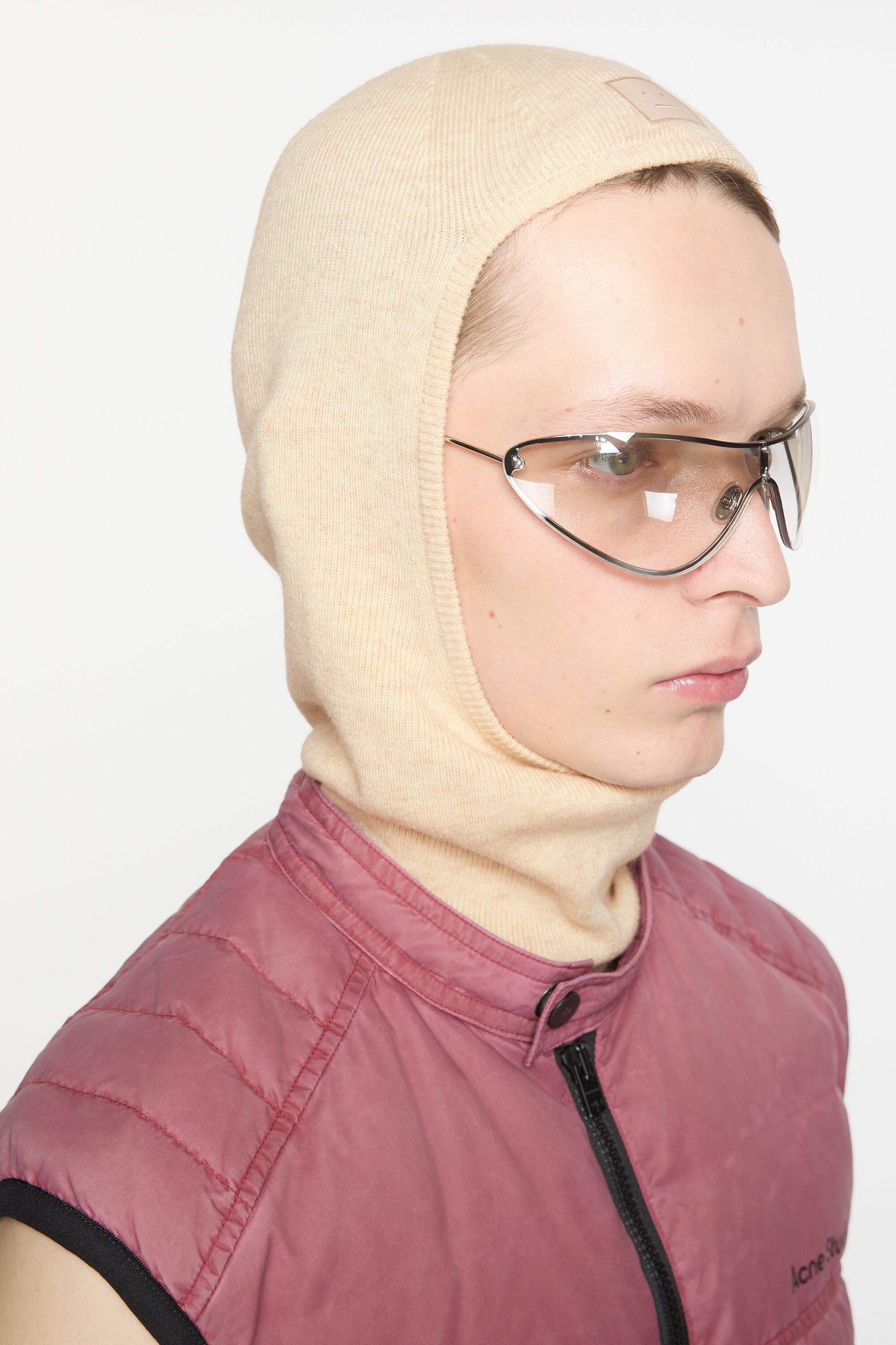 Face logo balaclava beanie - Oatmeal melange - 3