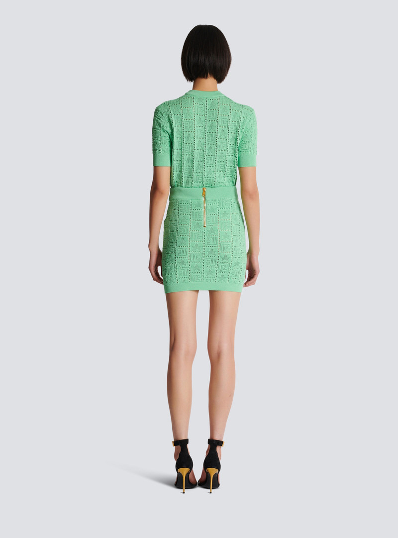 Openwork monogram knit skirt 4