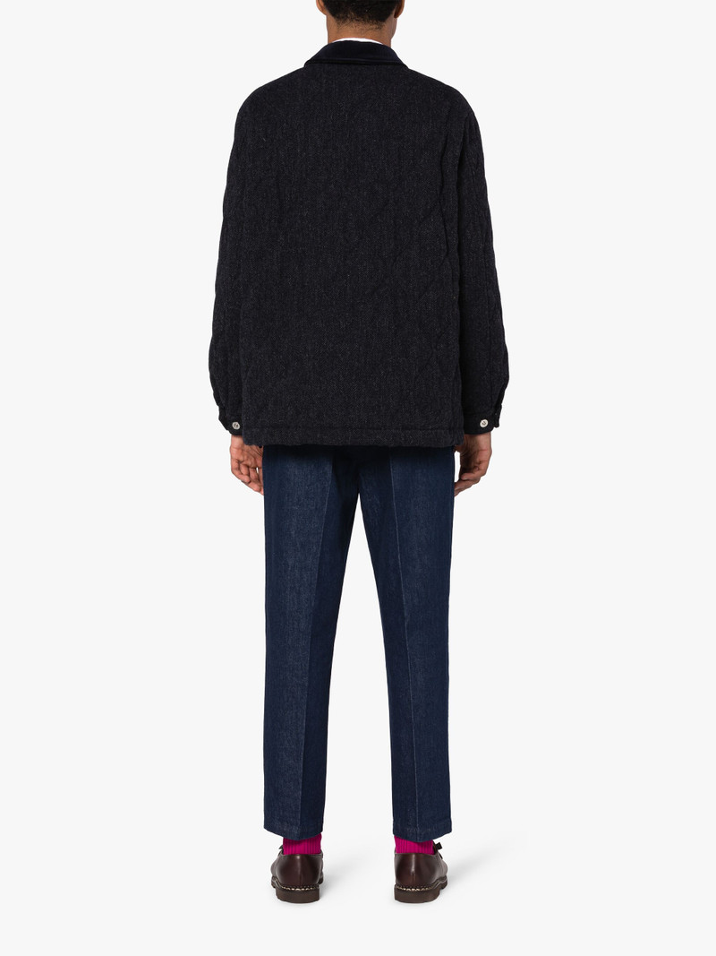 TEEMING NAVY HERRINGBONE WOOL QUILTED COACH JACKET 4