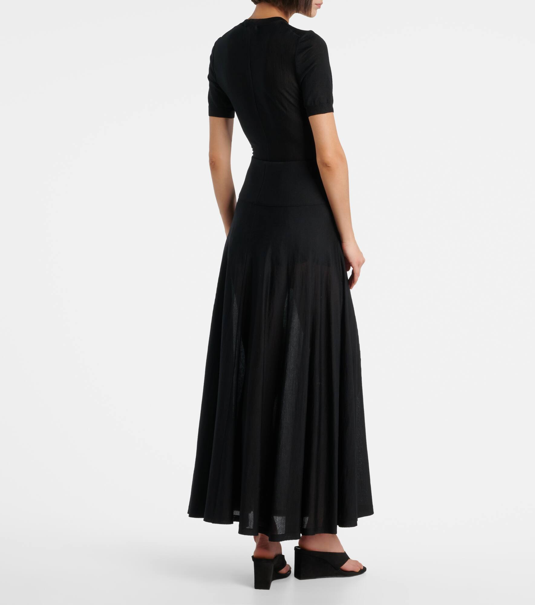 Flared virgin wool maxi skirt - 3