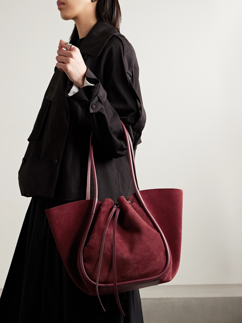 Proenza Schouler Large Leather-trimmed Ruched Suede Tote outlook