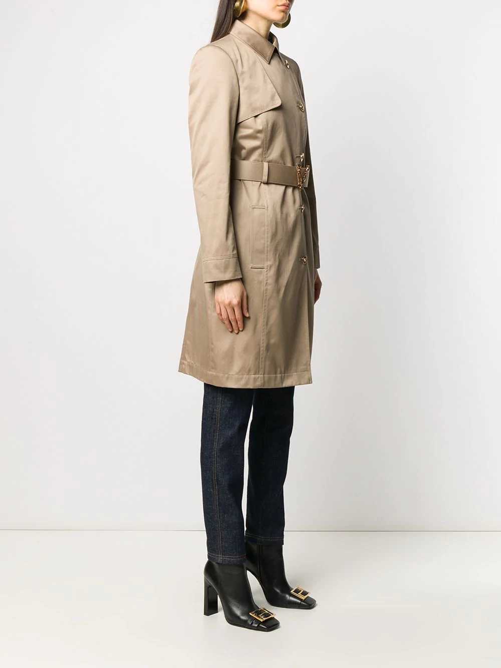 asymmetric fastening trench coat - 3