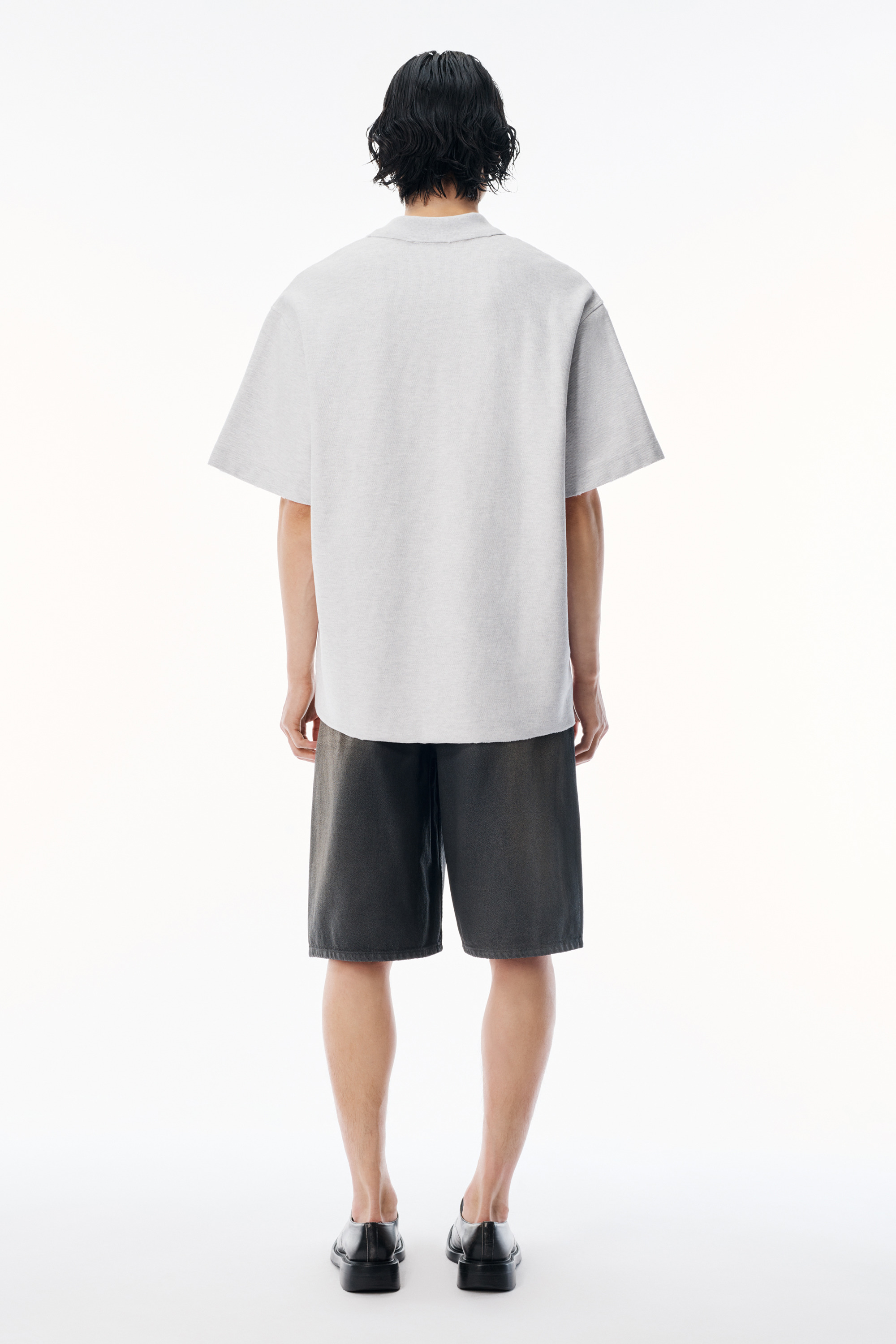 light grey striped Pique Polo - 4
